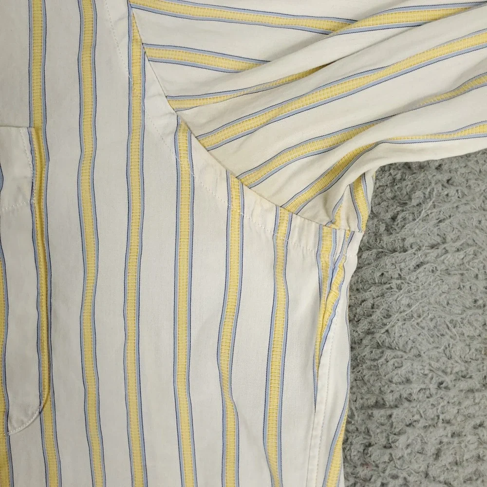 Faconnable Shirt Mens Large Yellow Striped Casual Button Up Long Sleeve * - Picture 4 of 9